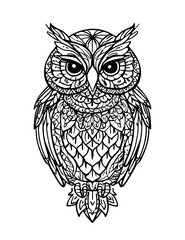 Obraz premium A Cute Owl Mandala Animal Coloring Page Vector