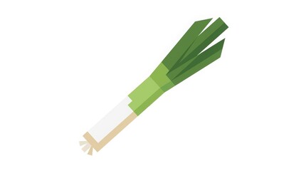 Fototapeta premium Vegetable - Flat Design Illustration of Fresh Green Leek with White Stem and Root on White Background