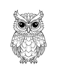 Obraz premium A Cute Owl Mandala Animal Coloring Page Vector