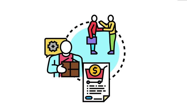 Business representative concept icon a professional assisting clients, making sales, processing orders, and delivering goods to customers