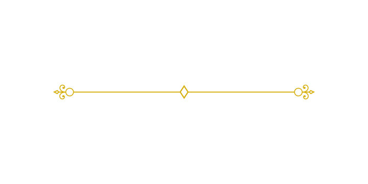 Elegant gold decorative divider line isolated on transparent background