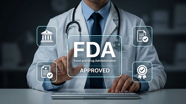 Doctor interacting with FDA approved healthcare and medical technology interface
