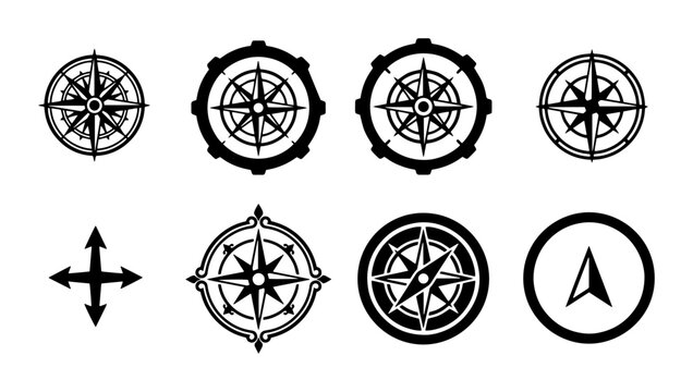 70 Vintage Compass Icons Set, Navigation Symbols Collection, Nautical Directional Tools, Marine Adventure Graphics, Vector Elements 100
