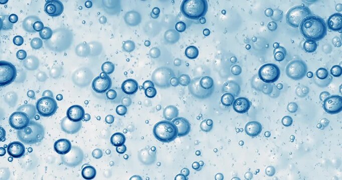 Abstract blue water bubbles background with floating air spheres.