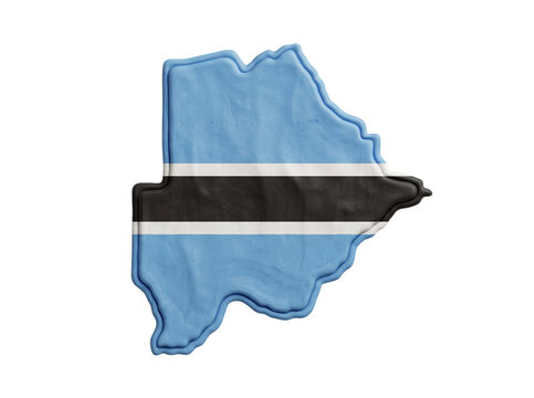 Botswana map flag plasticine icon for african travel theme.