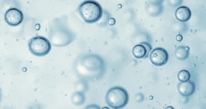 Abstract blue water bubbles background with floating air spheres.