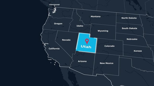 Utah Map Animation Locator Zoom 4K Motion Graphic
