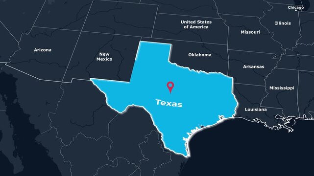 Texas Map Animation Locator Zoom 4K Motion Graphic
