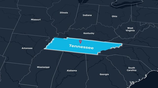 Tennessee Map Animation Locator Zoom 4K Motion Graphic