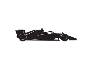 Fototapeta premium Silhouette of Formula 1 Race Car in Motion on Track