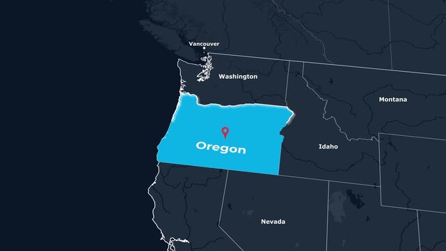 Oregon Map Animation Locator Zoom 4K Motion Graphic