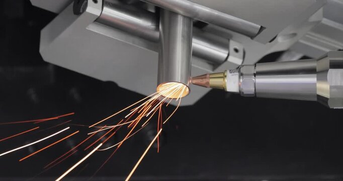 CNC Laser and gas cutting of metal, modern industrial technology.