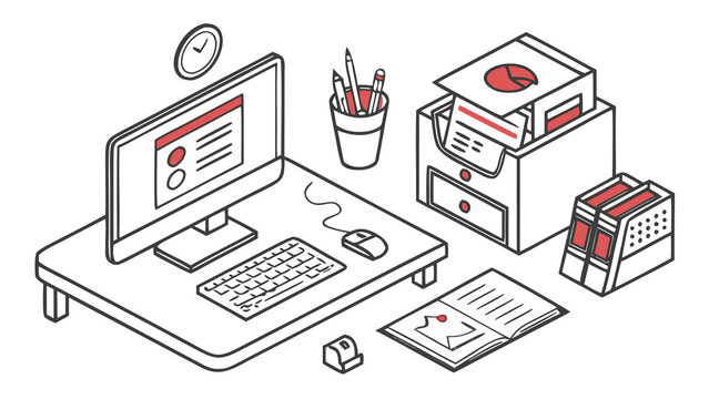 Vector Illustration of a Laptop Computer with World Map, Digital Icons, Technology and Global Connectivity Elements for Modern Business and Communication Design