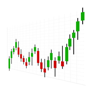 Candlestick Stock Market Chart with Rising and Falling Prices on Transparent Background PNG