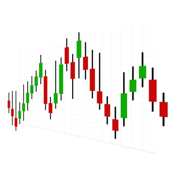 Candlestick Stock Market Chart with Rising and Falling Prices on Transparent Background PNG
