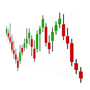 Candlestick Stock Market Chart with Rising and Falling Prices on Transparent Background PNG