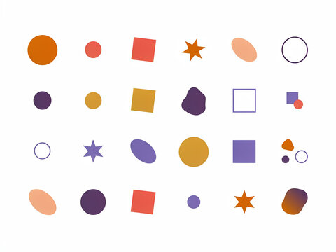 Simple Colorful Shapes and Icons for Kids Crafts and Learning