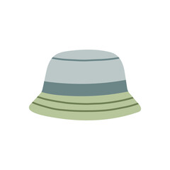 Fototapeta premium Colorblock light blue-grey and sage green bucket hat vector illustration. Minimalist summer sun hat isolated on white background