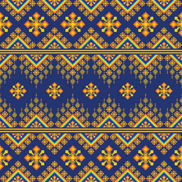 Thai traditional geometric seamless pattern background for textile fabric