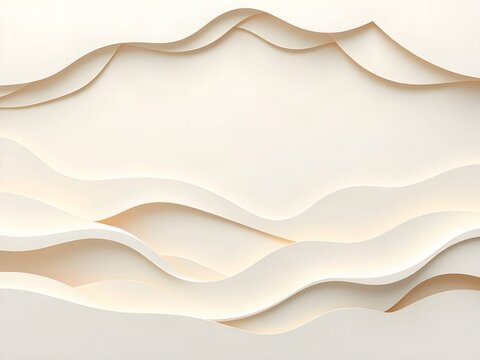 Luxury Ivory Paper Cut Layers with Sculptural Architectural Curves Abstract Background