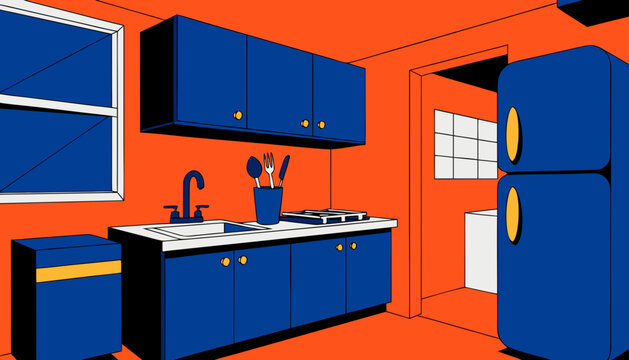 vector illustration of kitchen interior 