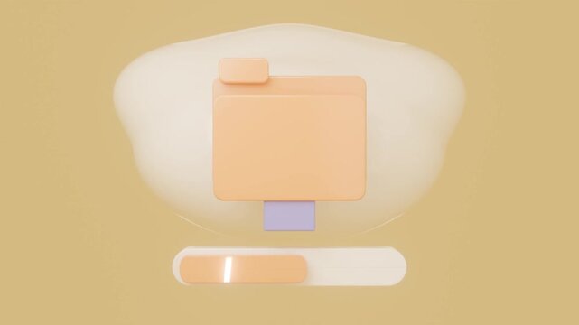 3D Cloud Upload Animation with Folder and Progress Bar Data Storage and File Transfer Concept