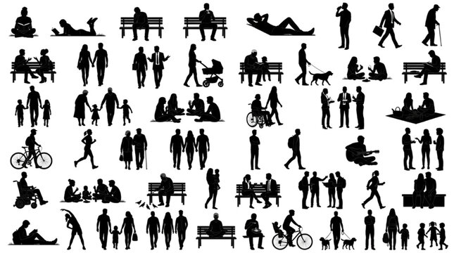 People silhouette scale figure set architectural entourage collection for urban landscape site plan design
