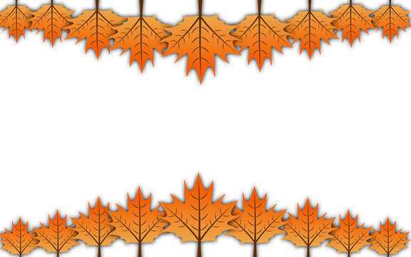 Autumn Maple Leaves Top and Bottom Horizontal Border PNG