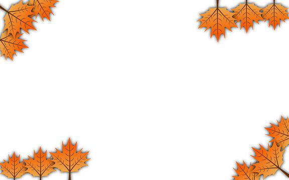 Autumn Maple Leaves Corner Clusters Decorative Frame PNG