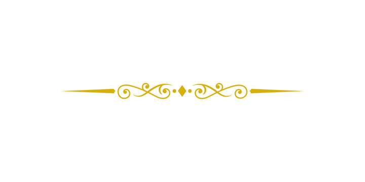 Elegant golden vintage ornamental divider isolated on transparent background