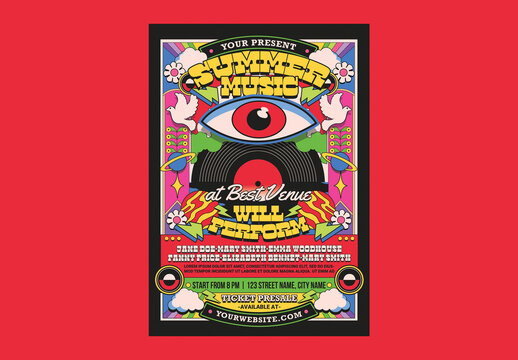 Retro Psychedelic Summer Music Festival