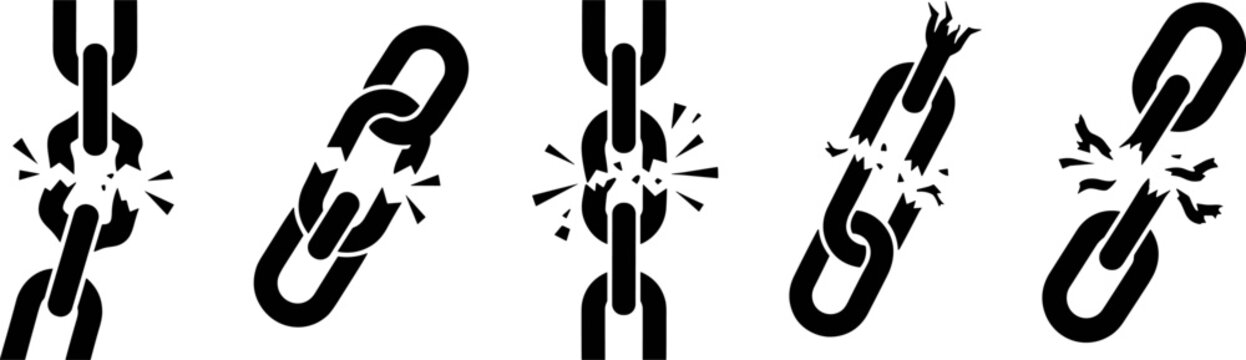 Broken chain link icons, vector illustration