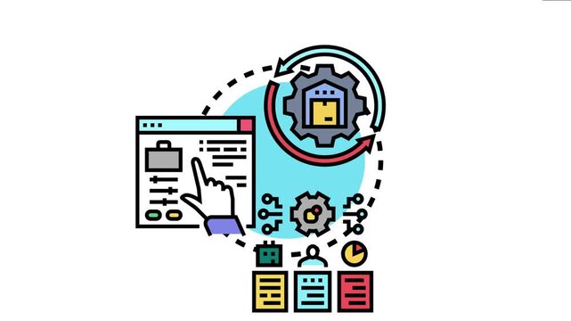 Business organization showcasing a systematic process involving digital management. Supply chain logistics. Human resources coordination