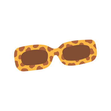 Modern rectangle leopard spotted print sunglasses vector illustration. Summer fashion eyewear isolated on white background