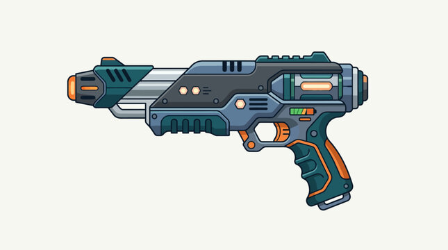 Futuristic sci fi energy weapon illustration with detailed design