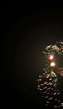 hristmas, pinecone, light, decoration, black background