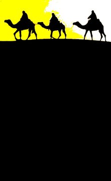 three wise men, magi, camel, nativity, silhouette