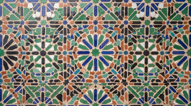 Generated with AI Moroccan zellige mosaic tile geometric pattern texture background