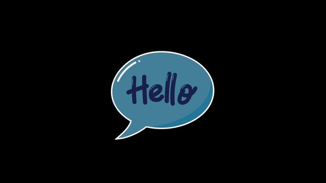 Blue Comic Speech Bubble with Hello Text Pop Up Hand Drawn Frame by Frame Animation