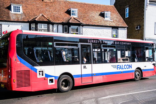 A Single Decker Public Transport Bus Operated By Falcon, Surrey's Premier Bus Company