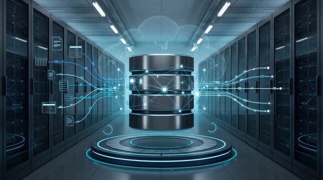 Relational Database Network Pipeline Showing Information Integration in Cloud Computing Data Center