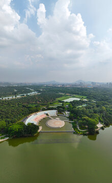 Aerial photography of Songhu Square in Songshan Lake Industrial Park, Dalang Town, Dongguan City