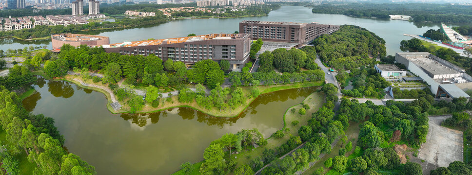 Aerial photography of Songhu Square in Songshan Lake Industrial Park, Dalang Town, Dongguan City