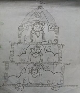 Hindu deities jagannath balabhadra and subhadra line drawing