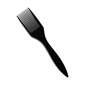 Black hair pick with long teeth and handle for styling curly hair on a white background.