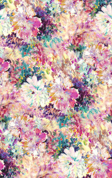 exclusive allover abstract floral pattern with colorful background