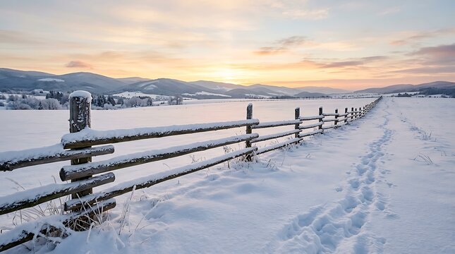 snow covered fence