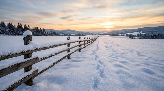 snow covered fence