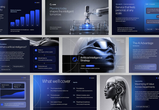 AI Artificial Intelligence Presentation Template for Robotics Cybersecurity, Tech Startup Pitch Deck
