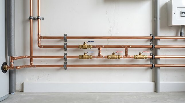 pipes and valves on a wall